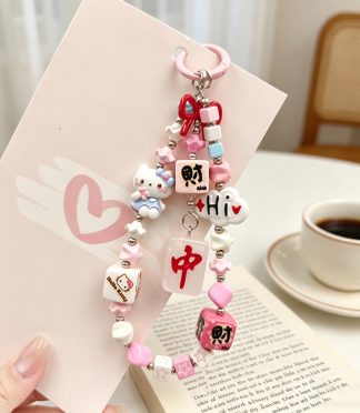 New hand-painted bead phone chain, bead pendant, heart bag keychain ornament, pendant blind box doll ornament