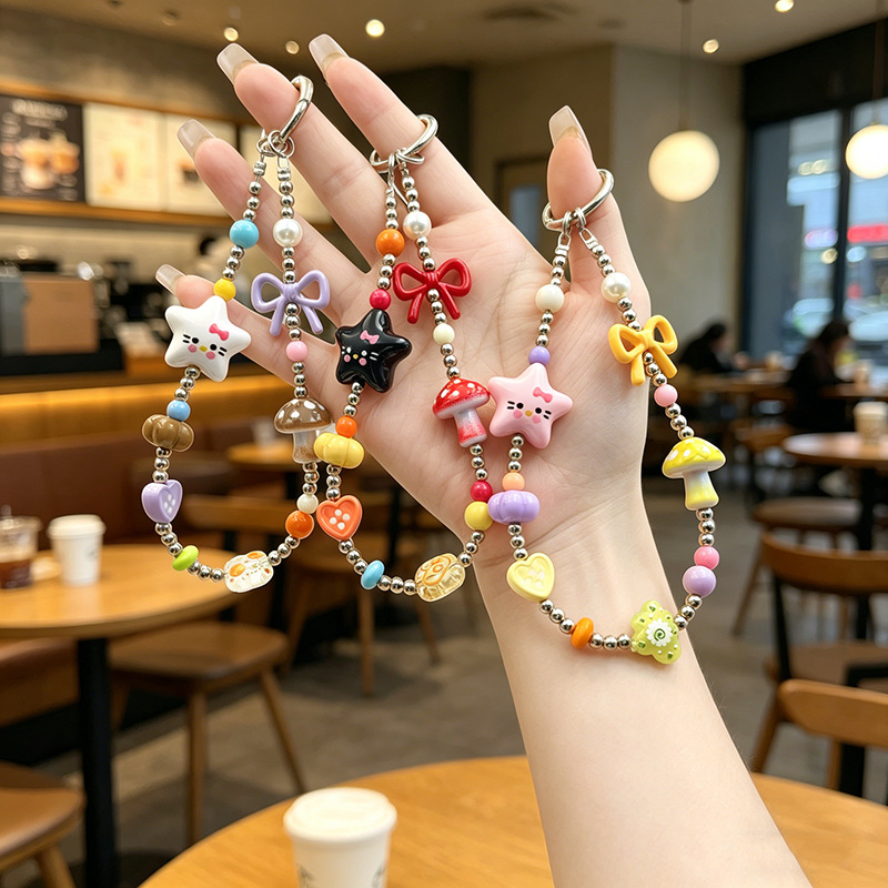 Bow star phone ring, cute bag charm keychain