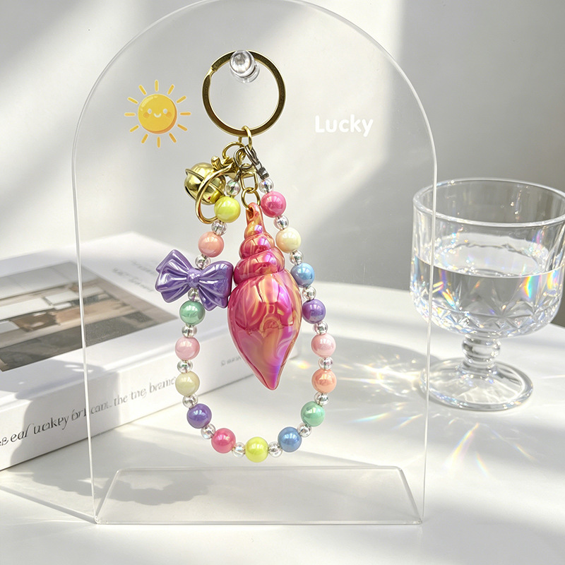 Original design DIY minimalist conch key pendant chain, anti-lost ornament, bead string, high-end bow bracelet wholesale