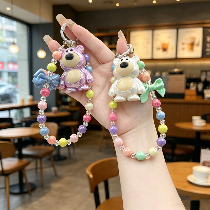 New Cute Bear Keychain, Couple Cartoon Acrylic Pendant Keychain, Bag Figurine Decorative Pendant