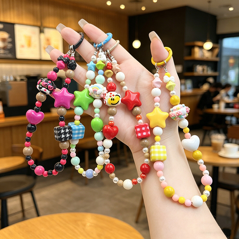 Xiaohongshu bestselling dopamine phone chain cute blind box phone chain bead pendant DIY bag hanging key pendant