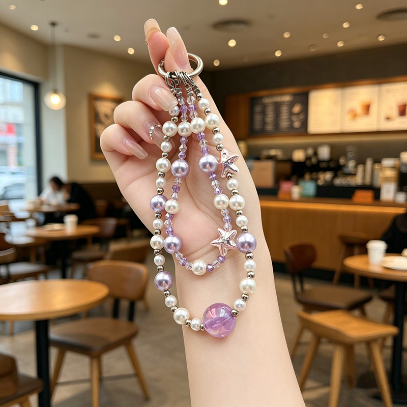 High-end pearl crystal bead phone chain, keychain chain, bag lanyard, exquisite anti-loss cord, jewelry can be shipped on dropshipping